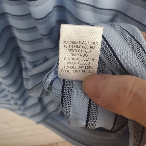 🌺 Croft & Barrow Men's Blue Striped Polo Shirt - Picture 5 of 8
